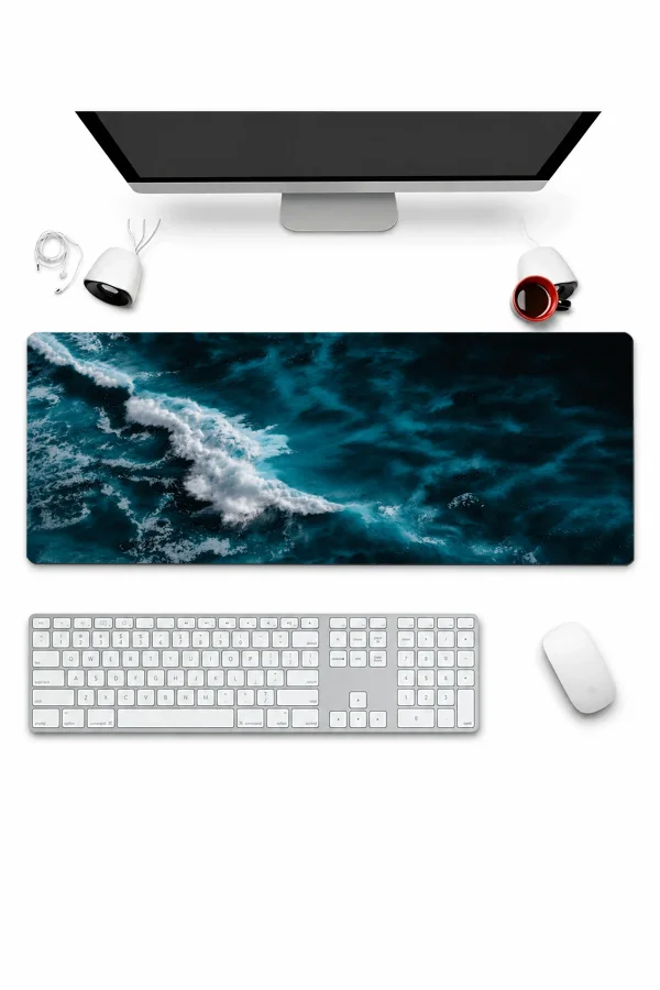 SonicTouch Klavye Mousepad 32x70cm Mavi Derinlik Dikişsiz Pürüzsüz Sıvı Geçirmez Kaymaz Taban