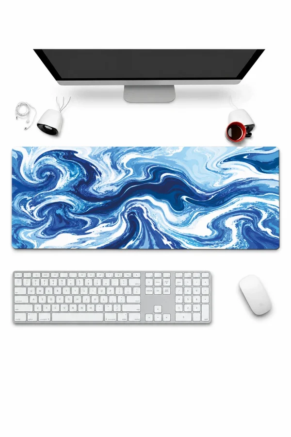 SonicTouch Klavye Mousepad 32x70cm Buzul Girdabı Dikişsiz Pürüzsüz Sıvı Geçirmez Kaymaz Taban