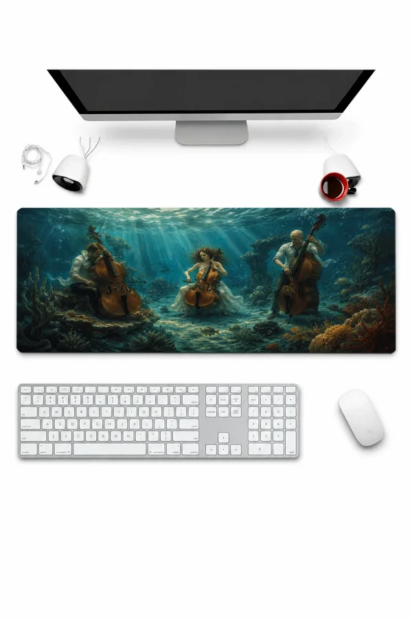 SonicTouch Klavye Mousepad 32x70cm Okyanus Senfonisi Dikişsiz Pürüzsüz Sıvı Geçirmez Kaymaz Taban