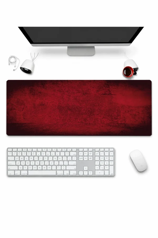 SonicTouch Klavye Mousepad 32x70cm Kızıl Doku Dikişsiz Pürüzsüz Sıvı Geçirmez Kaymaz Taban