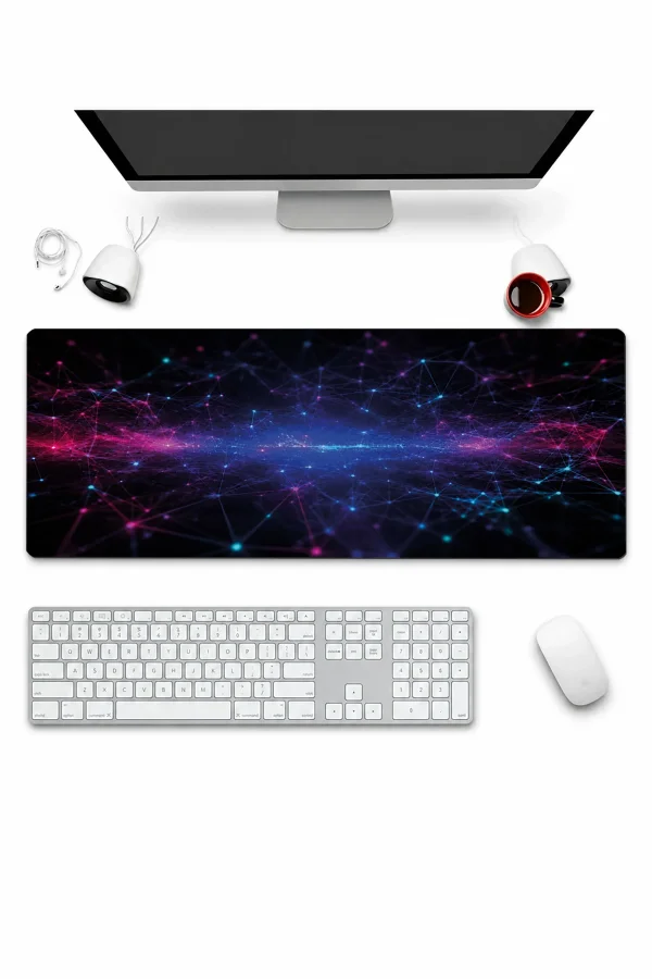 SonicTouch Klavye Mousepad 32x70cm Siber Doku Dikişsiz Pürüzsüz Sıvı Geçirmez Kaymaz Taban