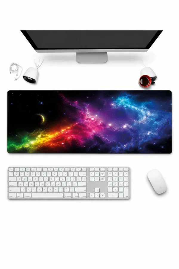 SonicTouch Klavye Mousepad 32x70cm Nebula Ufku Dikişsiz Pürüzsüz Sıvı Geçirmez Kaymaz Taban