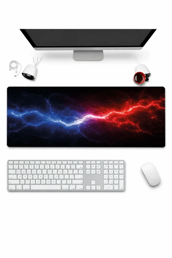 SonicTouch Klavye Mousepad 32x70cm iki Kutup Dikişsiz Pürüzsüz Sıvı Geçirmez Kaymaz Taban