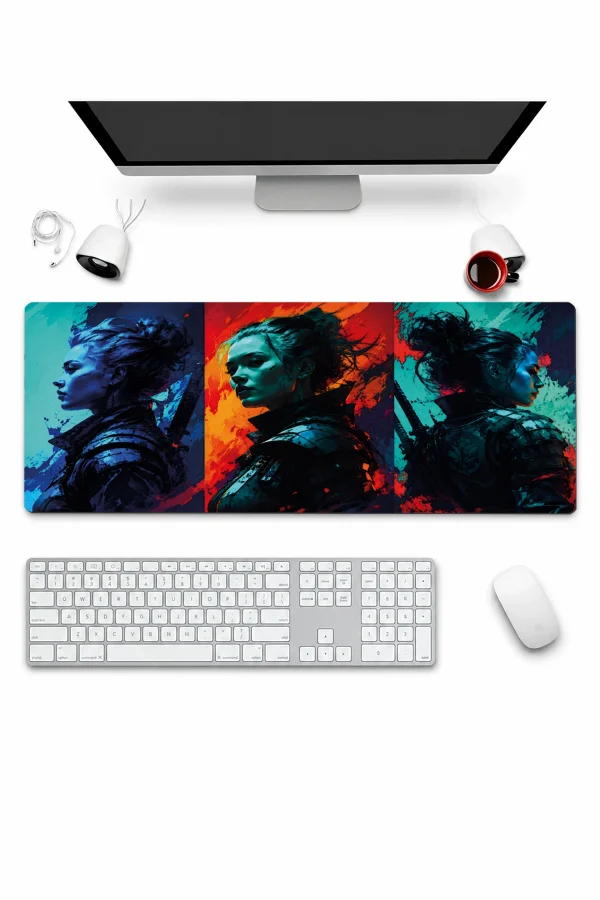SonicTouch Klavye Mousepad 32x70cm Neon Savaşçı Dikişsiz Pürüzsüz Sıvı Geçirmez Kaymaz Taban