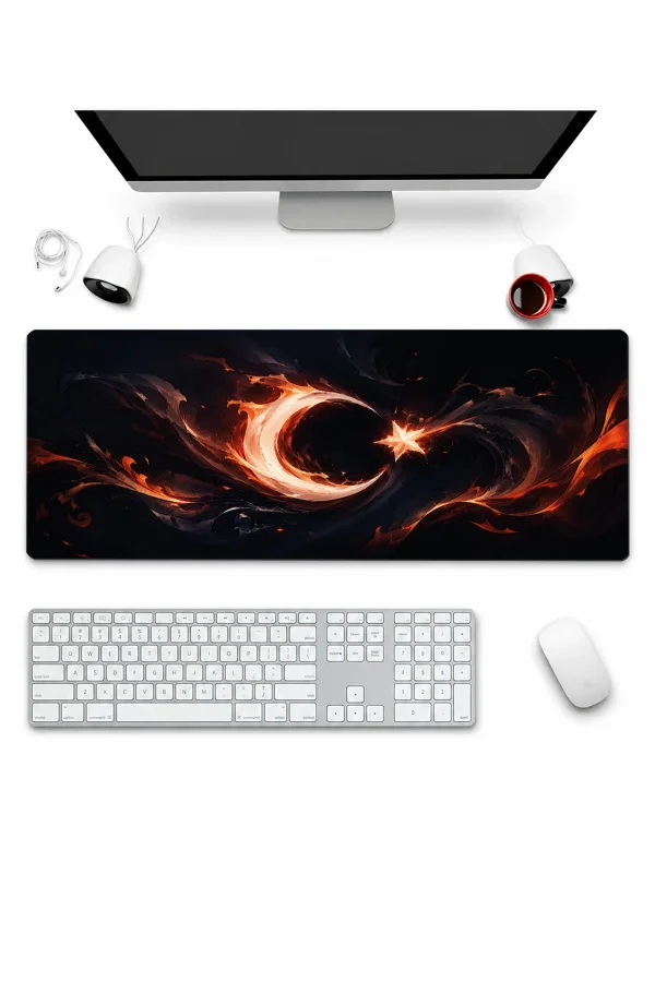 SonicTouch Klavye Mousepad 32x70cm Alev Hilali Dikişsiz Pürüzsüz Sıvı Geçirmez Kaymaz Taban