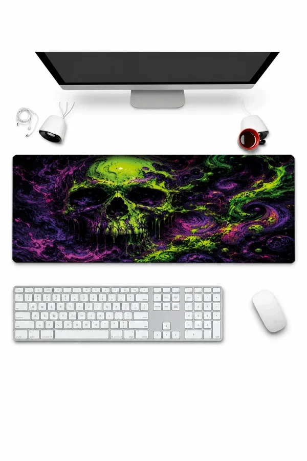 SonicTouch Klavye Mousepad 32x70cm Toxic Skull Dikişsiz Pürüzsüz Sıvı Geçirmez Kaymaz Taban