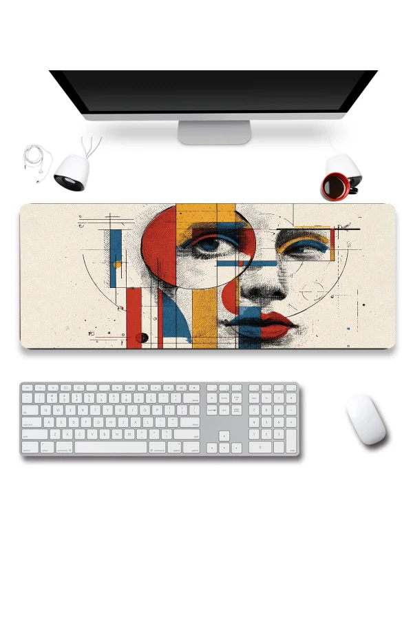 SonicTouch Klavye Mousepad 32x70cm Çizgiler Arasında Dikişsiz Pürüzsüz Sıvı Geçirmez Kaymaz Taban