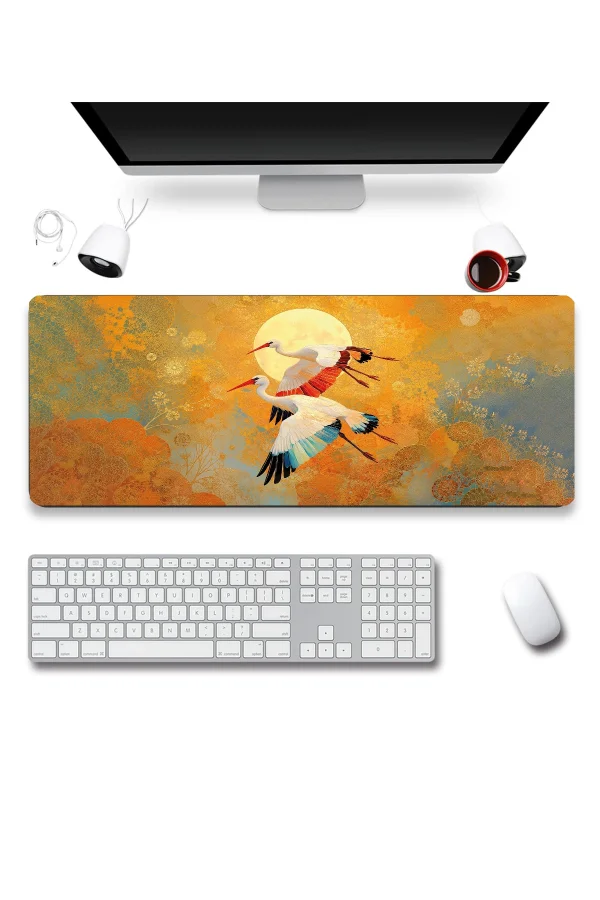 SonicTouch Klavye Mousepad 32x70cm Vefanın Kanatları Yaren ve Nazlı Leylekler Pürüzsüz Sıvı Geçirmez