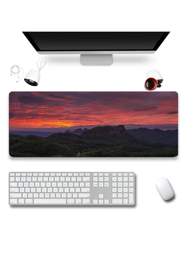 SonicTouch Klavye Mousepad 32x70cm Kızıl Ufuk Dikişsiz Pürüzsüz Sıvı Geçirmez Kaymaz Taban