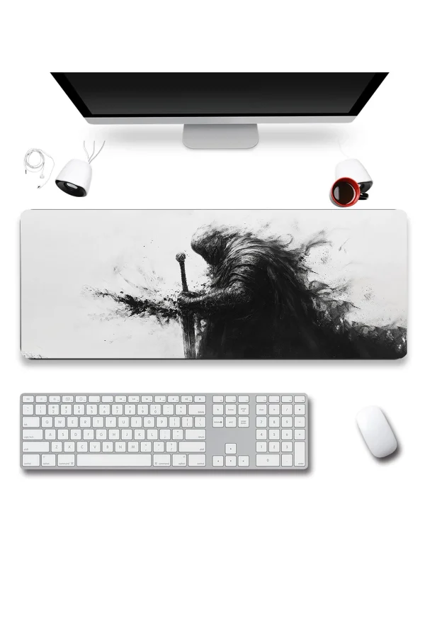 SonicTouch Klavye Mousepad 32x70cm Kara Muhafız Dikişsiz Pürüzsüz Sıvı Geçirmez Kaymaz Taban