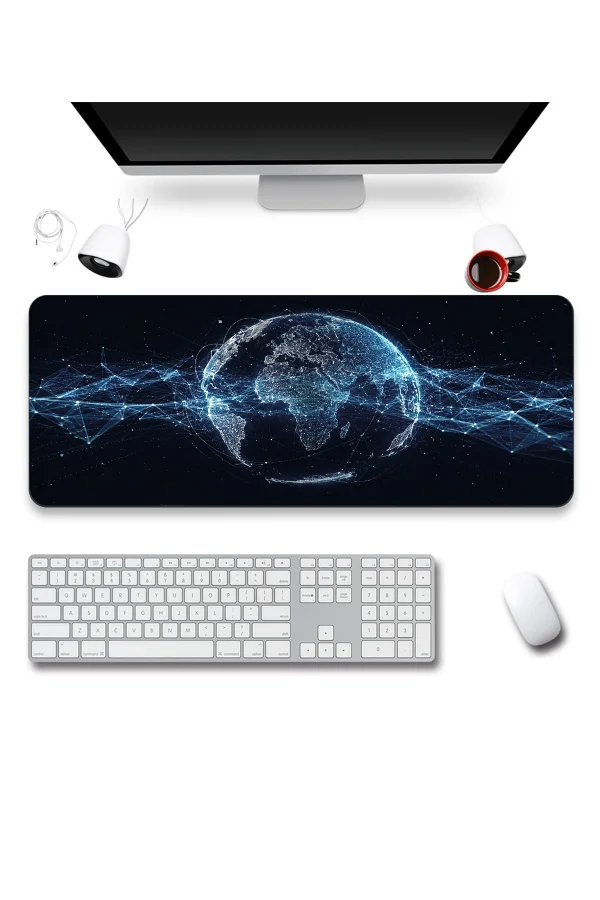 SonicTouch Klavye Mousepad 40x90cm Küresel Ağ Dikişsiz Pürüzsüz Sıvı Geçirmez Kaymaz Taban