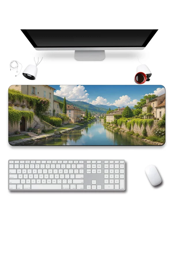 SonicTouch Klavye Mousepad 40x90cm Yeşil Kanal Dikişsiz Pürüzsüz Sıvı Geçirmez Kaymaz Taban
