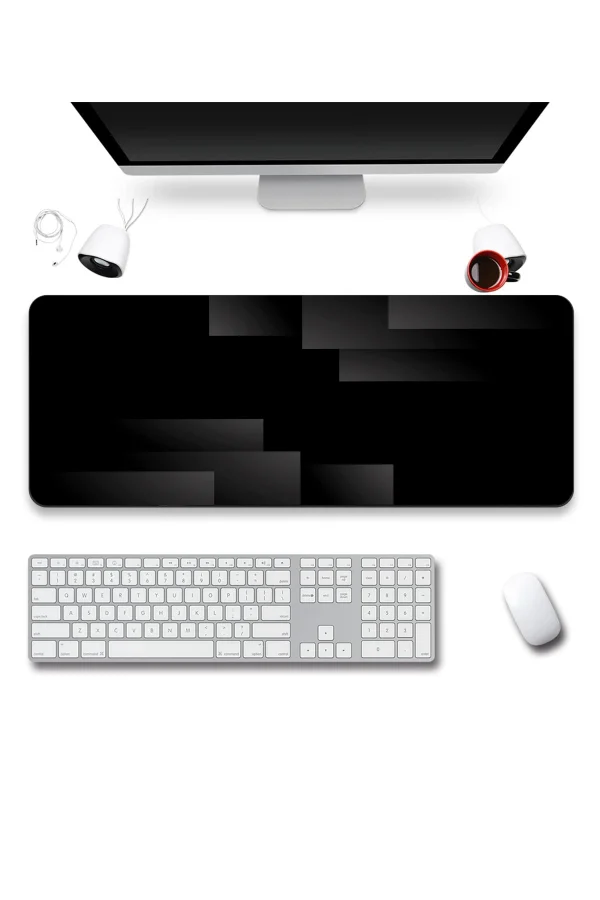SonicTouch Klavye Mousepad 40x90cm Siyah Perspektif Dikişsiz Pürüzsüz Sıvı Geçirmez Kaymaz Taban