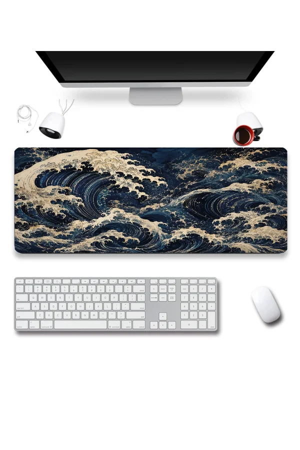 SonicTouch Klavye Mousepad 40x90cm Karanlık Deniz Dikişsiz Pürüzsüz Sıvı Geçirmez Kaymaz Taban