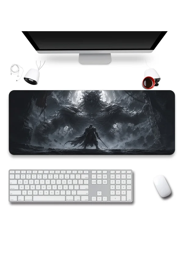 SonicTouch Klavye Mousepad 40x90cm Karanlığın Muhafızı Dikişsiz Pürüzsüz Sıvı Geçirmez Kaymaz Taban