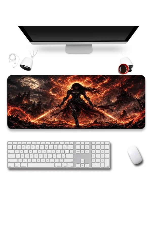 SonicTouch Klavye Mousepad 40x90cm Kor Savaşçısı Dikişsiz Pürüzsüz Sıvı Geçirmez Kaymaz Taban