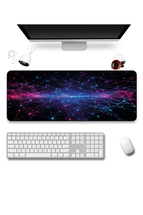 SonicTouch Klavye Mousepad 40x90cm Siber Doku Dikişsiz Pürüzsüz Sıvı Geçirmez Kaymaz Taban