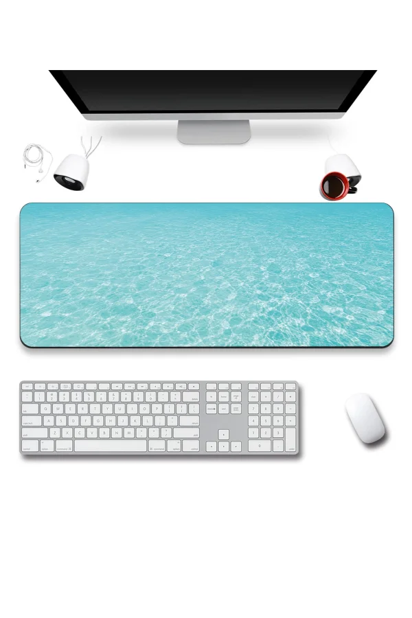 SonicTouch Klavye Mousepad 40x90cm Mavi Huzur Dikişsiz Kenar Pürüzsüz Sıvı Geçirmez Kaymaz Taban
