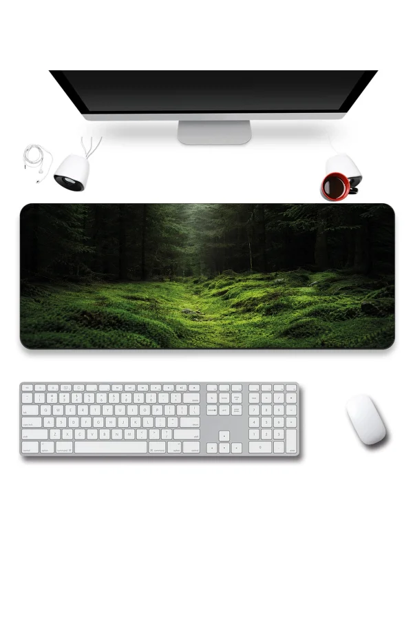 SonicTouch Klavye Mousepad 40x90cm Yosun Vadisi Dikişsiz Kenar Pürüzsüz Sıvı Geçirmez Kaymaz Taban