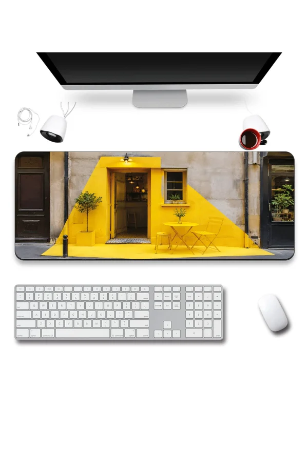 SonicTouch Klavye Mousepad 40x90cm Sarı Durak Dikişsiz Pürüzsüz Sıvı Geçirmez Kaymaz Taban