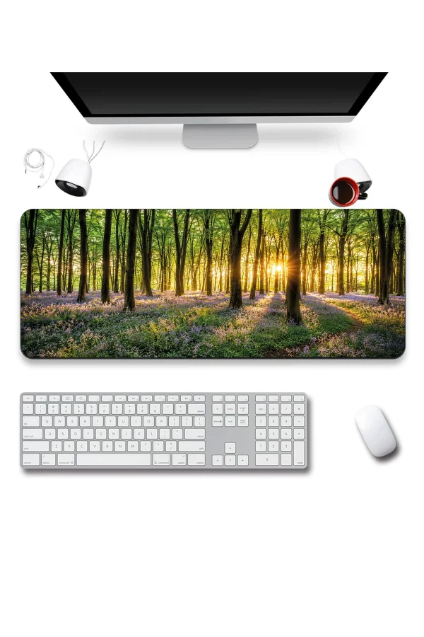 SonicTouch Klavye Mousepad 40x90cm Lavanta Patikası Dikişsiz Pürüzsüz Sıvı Geçirmez Kaymaz Taban