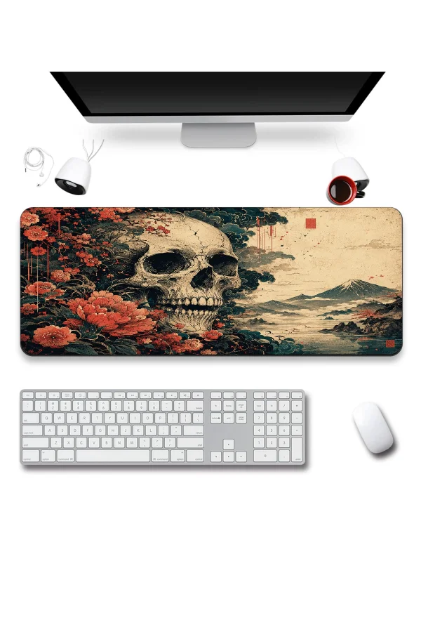 SonicTouch Klavye Mousepad 40x90cm Karanlık Ukiyo-e Dikişsiz Pürüzsüz Sıvı Geçirmez Kaymaz Taban