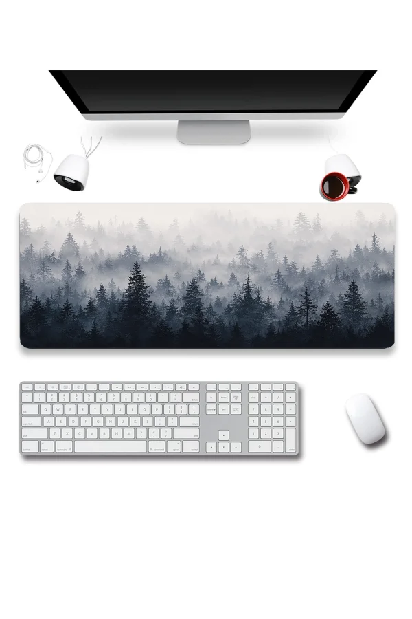 SonicTouch Klavye Mousepad 40x90cm Kuzey Ormanları Dikişsiz Pürüzsüz Sıvı Geçirmez Kaymaz Taban