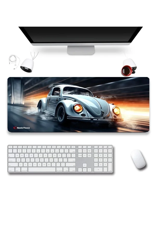 SonicTouch Klavye Mouse Pad Xxl 40x90cm Gri Vosvos Gamer Oyuncu Pürüzsüz Sıvı Geçirmez Yüzey
