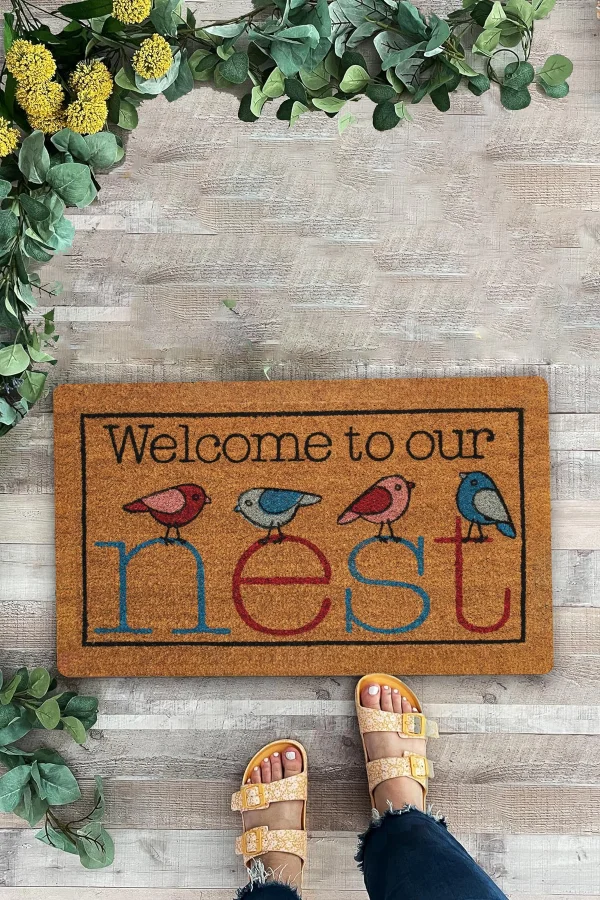 Valerine Life Yuvamıza Hoş Geldiniz Kuşlar Temalı Welcome Ev Ofis işyeri Kapı Önü Paspası 45x70cm