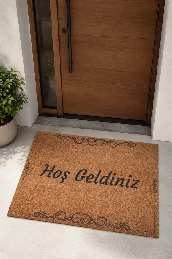 Valerine Life Ferforjeli Kaymaz Taban Dijital Baskı Hoş Geldiniz Welcome Kapı Önü Paspası 45x70cm