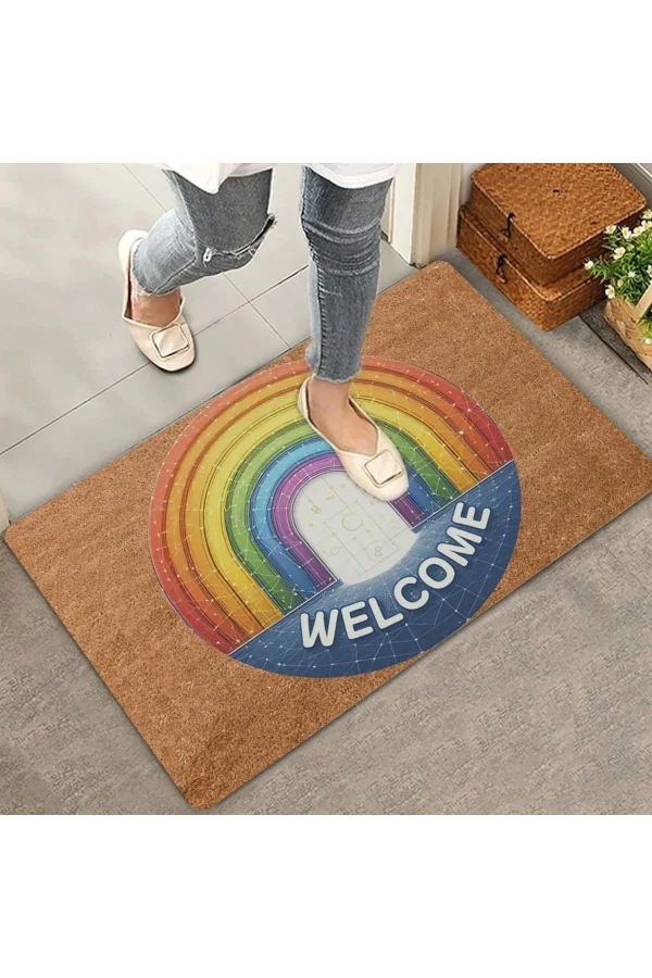 Valerine Life Gökkuşağı Kapısı Welcome Kapı Önü Paspası 45x70cm