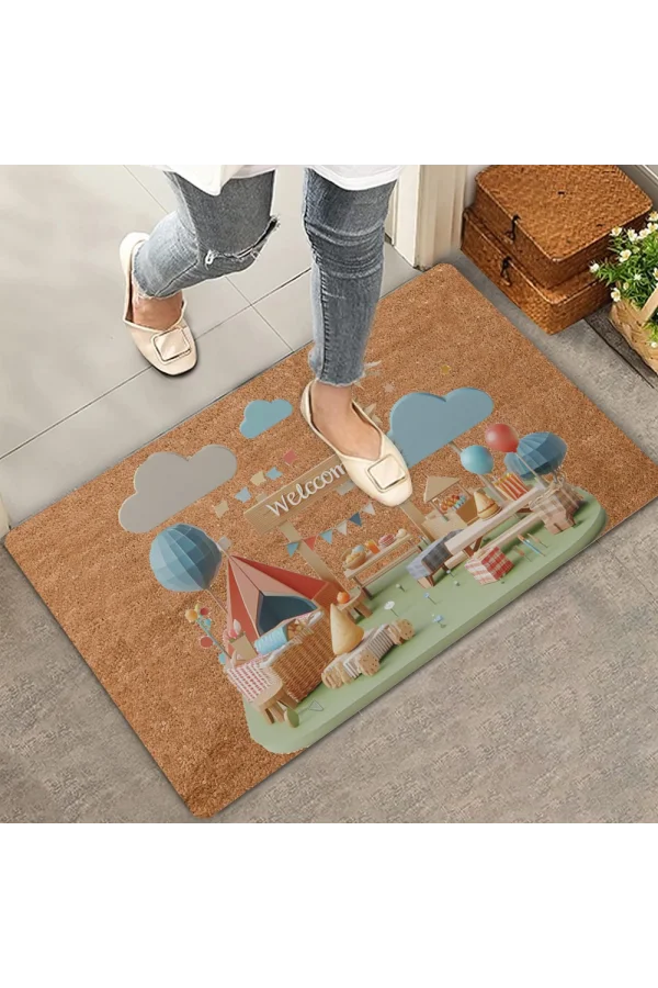 Valerine Life Kamp Piknik Temalı Welcome Kapı Önü Paspası 45x70cm