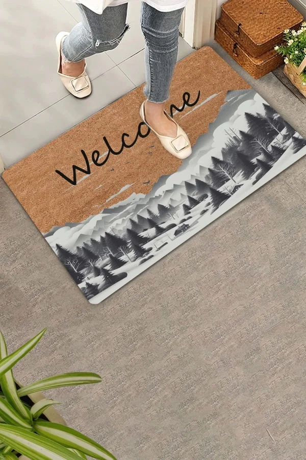 Valerine Life Kar ve Çam Ormanı Welcome Kapı Önü Paspası 45x70cm