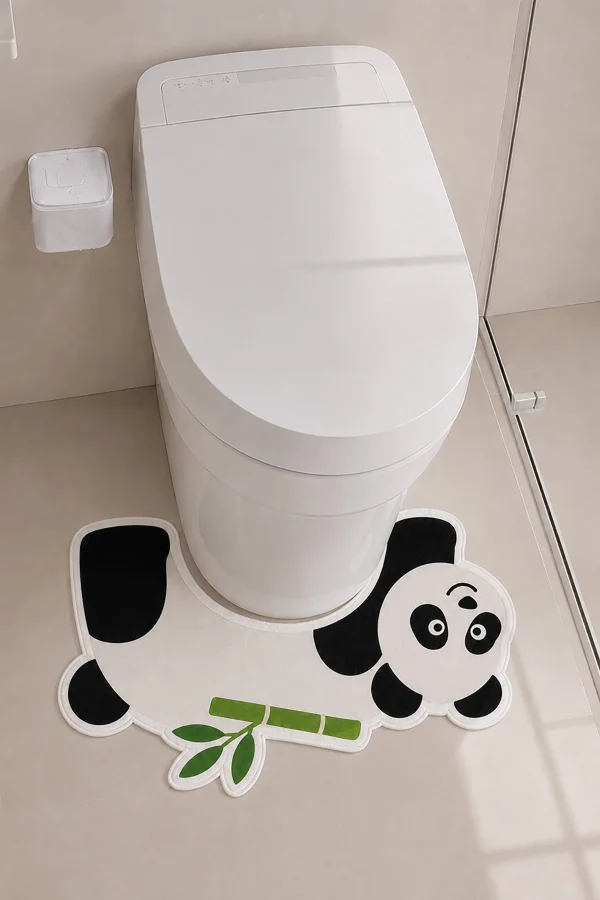 Valerine Life Klozet Paspas Takımı Banyo Halısı Panda Bambu Su Geçirmez Kaymaz Yıkanabilir 40x70cm