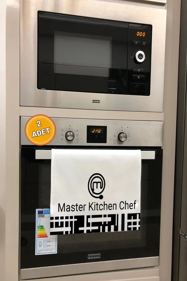 Valerine Life Master Kitchen Chef Siyah Mutfak Kurulama Fırın Beyaz El Havlusu %100 Pamuklu 35x50cm 2 Adet