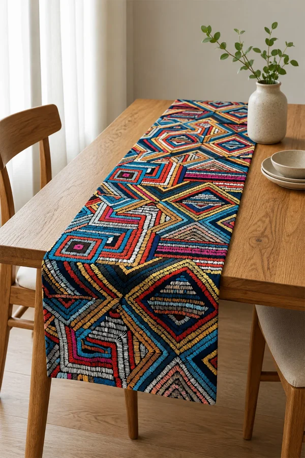 Valerine Life Runner Amerikan Servisi 40x140cm Mozaik Yolu Dijital Baskılı Sıvı Geçirmez Masa Örtüsü