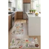Valerine Life Mutfak Yolluğu Halısı Bon Appetit Afiyet Olsun Krem Renk Tezgah Önü Paspası İkili Kilim Takımı Döküntülere Estetik Çözüm Matı