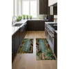 Valerine Life Mutfak Yolluğu Halısı Kaktüslü Yeşil Tezgah Önü Paspası İkili Kilim Takımı Döküntülere Estetik Çözüm Matı