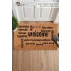 Valerine Life Farklı Dillerde Hoşgeldiniz Yazılı işyeri Ev Ofis Kapı Önü Dış Paspası 45x70cm