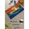 Valerine Life Retro Gün Batımı WELCOME Dijital Baskılı Ev Ofis işyeri Dış Kapı Önü Paspası 45x70cm