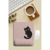 SonicTouch Pembe Bilek Destekli Siyah Kedili Dikdörtgen Pürüzsüz Yüzey Ergonomik Mouse Pad 18x22cm