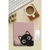 SonicTouch Pembe Bilek Meraklı Siyah Kedi Dikdörtgen Pürüzsüz Yüzey Ergonomik Mouse Pad 18x22cm