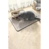 MAtGo Pati Evcil Hayvan Beslenme Matı Çizgi Patili Su Geçirmez Kaymaz Krem Kedi Köpek Mama Paspası 50x70cm