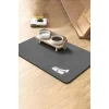 MAtGo Pati Evcil Hayvan Beslenme Matı Kemik Figürlü Su Geçirmez Kaymaz Gri Kedi Köpek Mama Paspası 50x70cm