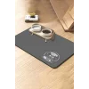 MAtGo Pati Gri Köpekli Evcil Hayvan Beslenme Matı Kaymaz Su Geçirmez Kedi Köpek Mama Paspası 50x70cm