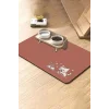MAtGo Pati Mama Çeken Kedi Gül Kurusu Beslenme Matı Kaymaz Sıvı Geçirmez Kedi Köpek Mama Paspası 50x70cm