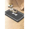 MAtGo Pati Süper Mood Deri Kemik Çerçeveli Gri Beslenme Matı Kaymaz Su Geçirmez Kedi Köpek Mama Paspası 50x70cm
