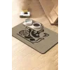MAtGo Pati Süper Mood Deri Yumaklı Kedi Krem Beslenme Matı Kaymaz Su Geçirmez Kedi Köpek Mama Paspası 50x70cm