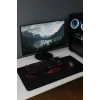 SonicTouch Asus ROG Republic OF Gamers Kırmızı Kaymaz Gaming Oyuncu Masaüstü Dikişsiz Klavye Mouse Pad 32x70Cm