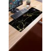 SonicTouch Siyah Mermer Sarı Çizgili Gamer Oyuncu Dikişsiz Sıvı Geçirmez Klavye Mouse Pad 32x70Cm
